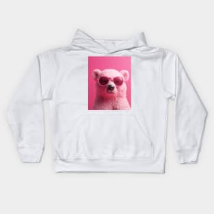 Pink Bear with Sunglasses Kids Hoodie